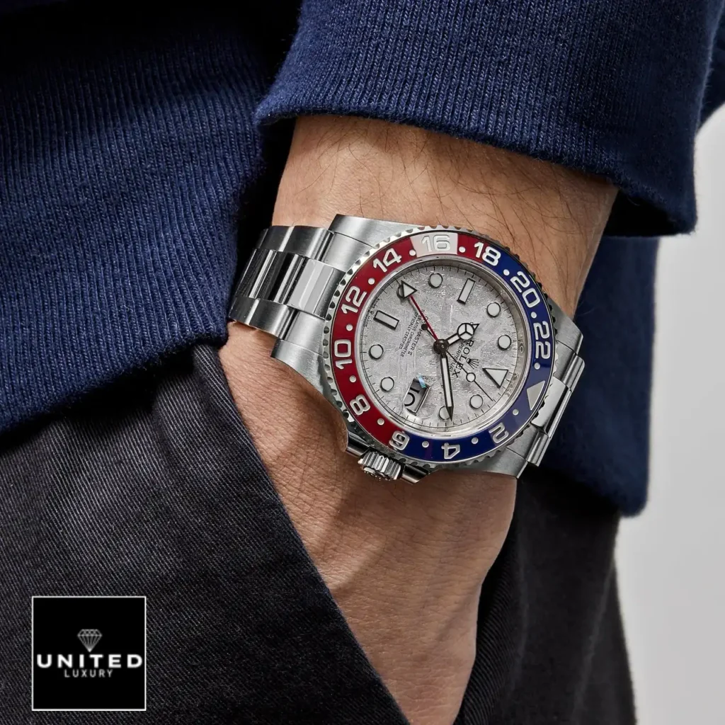 Rolex GMT-Master II 126710 "White Dial Custom" Superior Copy 1:1 rolex gmt master ii pepsi white gold meteorite dial 126719blro rolex 40513878262004 1280x 1 1024x1024 1