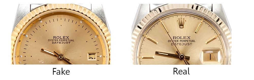 Fake Rolex vs Real: Super Clone Comparison Guide 2026 real vs fake rolex watch stampings comparison Fake Rolex vs Real : Logos and Markings Comparison